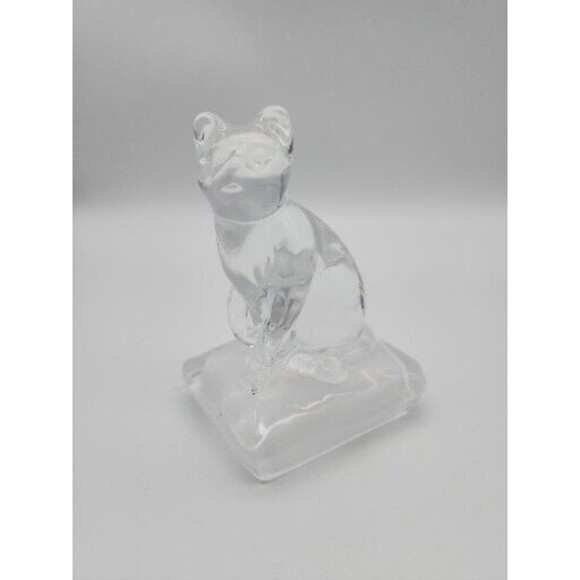 VTG Cat Figure Cristal d'Arques France Lead Crystal Glass On Pillow Paperweight - Picture 2 of 12